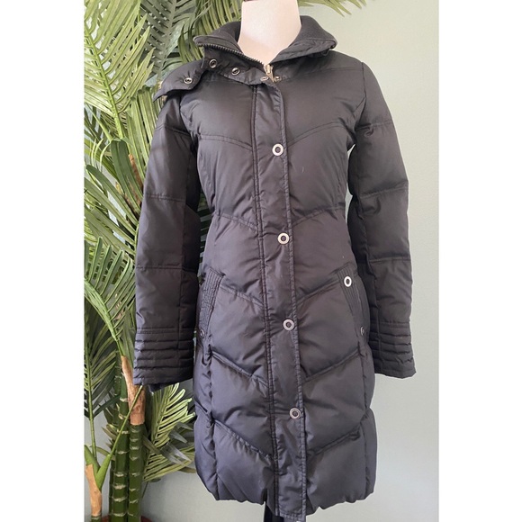 Esprit black down puffer coat removable fur collar - Picture 2 of 15